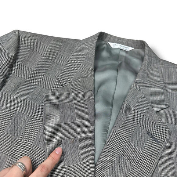 Samuelsohn Harry Rosen Plaid 100% Wool Suit 2-Piece 43R-37” Gray Classic Fit VTG - Picture 10 of 15